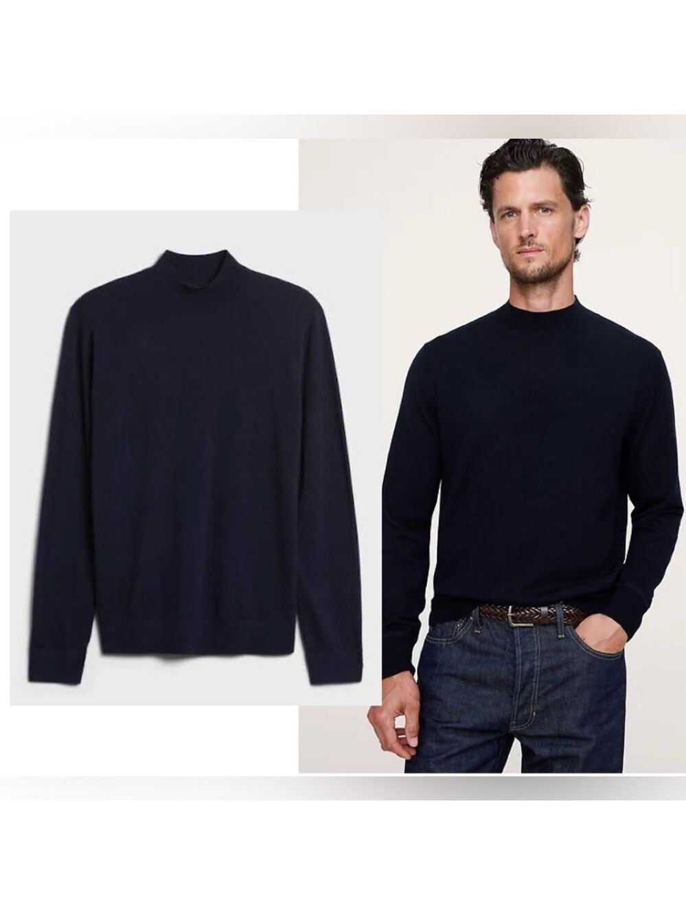 Banana republic men’s navy blue Merino wool sweater Sz L tall